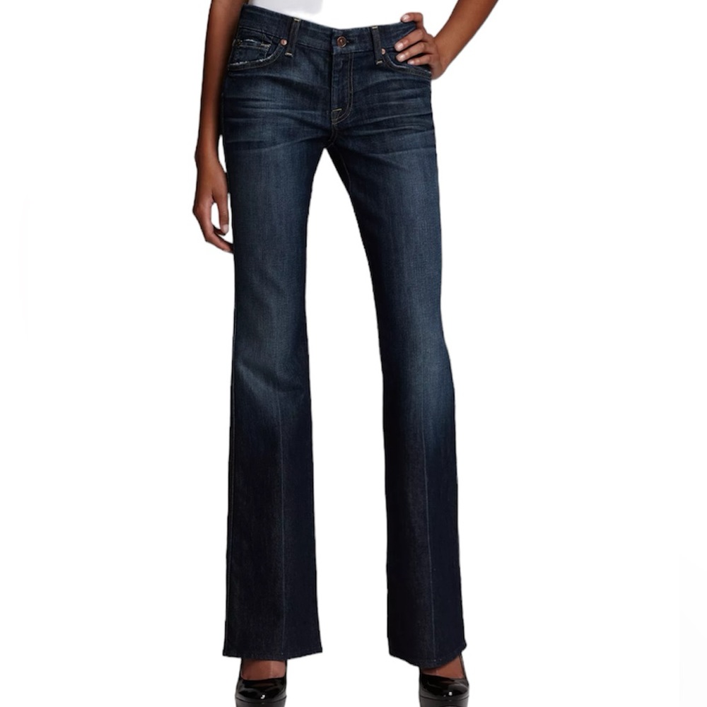 7 For All Mankind A Pocket Flare Jeans in Nouveau New York Dark Wash